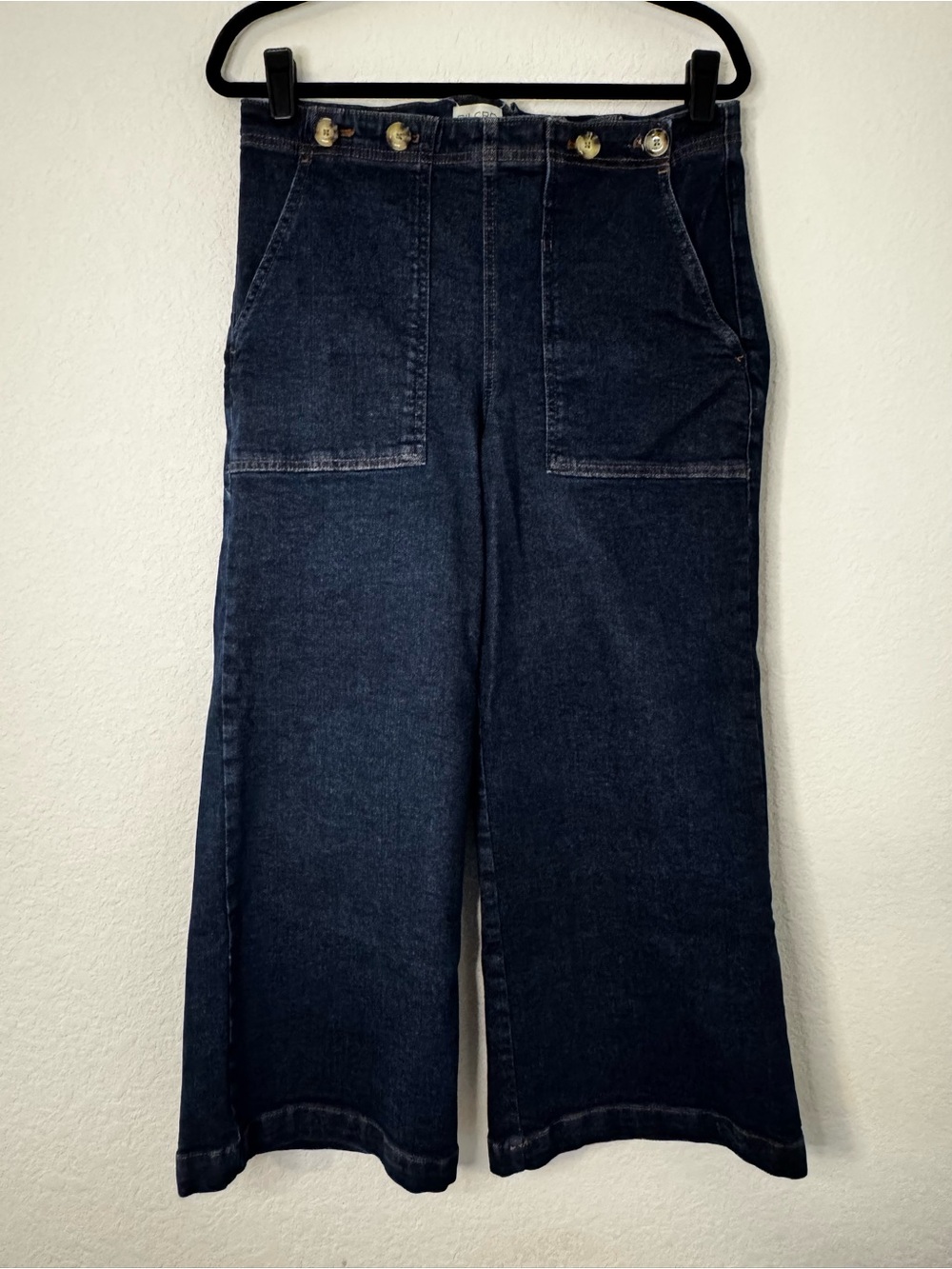Pilcro Anthropologie The Kit Cropped High-Rise Wide-Leg Utility Trousers